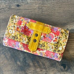 Cottagecore Floral Watercolor Cotton Canvas Tri-Fold Wallet Dandelion Yellow